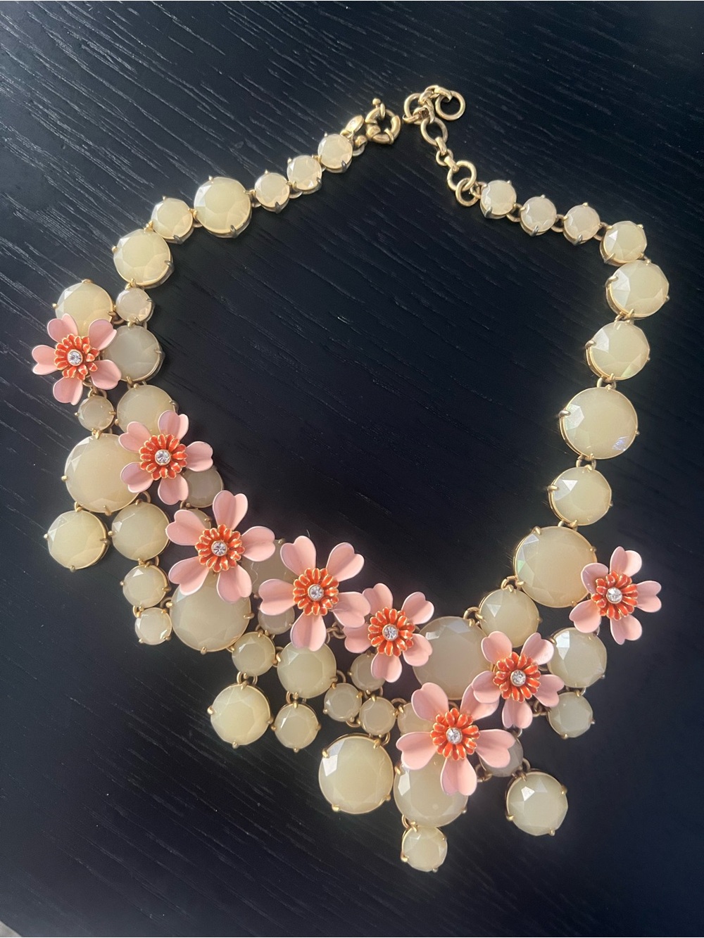 J. Crew Pink and Cream Floral Statement Necklace